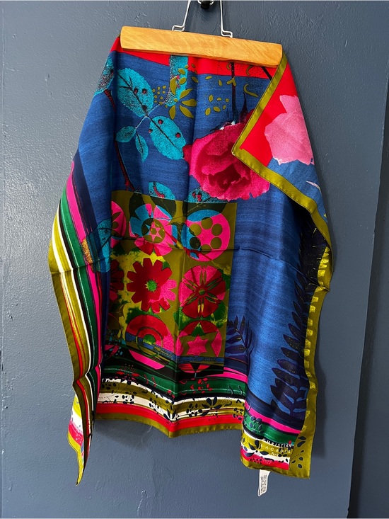 Christian Lacroix Accessories - Christian Lacroix Vibrant Floral Silk Scarf in Blue, Pink & Green